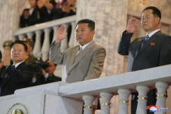 Machines not missiles on show at North Korea anniversary parade