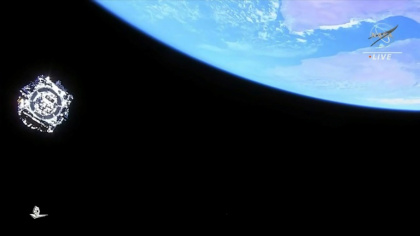 The Webb telescope as it left Earth in 2021