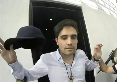 This screenshot of a handout video released by the Mexican government shows the moment Ovidio Guzman was arrested on October 17, 2019 - HO (AFP)