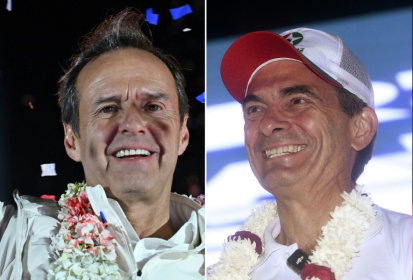 Former president Jorge 'Tuto' Quiroga Ramirez (L) was trailing Senator Rodrigo Paz (R), with both candidates projected to head to a runoff in October - Jorge BERNAL (AFP)