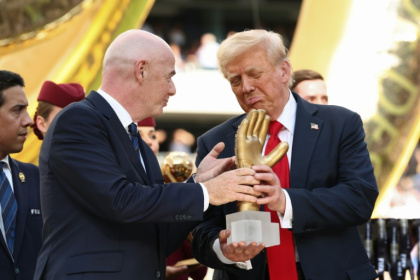 US President Donald Trump pictured with FIFA president Gianni Infantino in July - Kevin Lamarque (AFP)