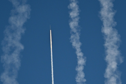 A rocket launches from Pingtan island in eastern China's Fujian province, the closest point to Taiwan - ADEK BERRY (AFP)