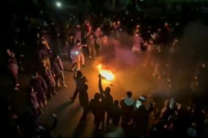 A video grab from UGC images shared online on January 9 showing crowds in Tehran's Pounak Square - - (AFP)